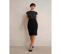 HOBBS Textured Round Neck Mini Tailored Dress Black