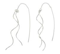 Hobbspring 1 Pair 925 Sterling Silver Dangle Earrings 10.5cm Platinum Wave Long Stud Drop Earrings Spiral Curve Jewelry for Women Trendy Valentine's Day Gift