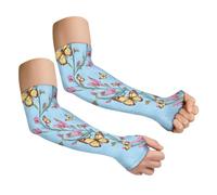 Hobbspring 1 Pair Gardening Sleeves Flowers Vines And Butterflies Pattern Sleeves Cover Arm Farm Sun Protection Thorn Proof for Garden Outdoor Sports