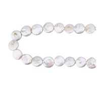 Hobbspring 1 Strand Baroque Pearl Beads Flat Round Natural Freshwater Pearl Beads Strands Punching 0.7mm Pearls for Necklace Bracelet Jewelry Making