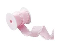 Hobbspring 10 Yards Double Ruffle Ribbon Trim Misty Rose Lace Ribbons Fabric Ruffle Pleated Trim 1-5/8 inch(40mm) Wide Polyester Ribbons for DIY Dress Headwear Decoration and Gift Wrapping