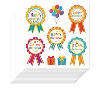 Hobbspring 100Pcs Happy Birthday Badge Stickers for Colorful Birthday Cake Crown Celebration Stickers for Party Favors, Goody Bags, Cards, Classroom Rewards and Birthday Decorations