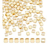 Hobbspring 100pcs Real 18k Gold Plated Spacer Beads Cube Loose Spacer Bead 1.8mm Square Smooth Brass Metal Beads Cornerless Jewelry Findings for DIY Bracelets Crafts