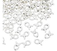 Hobbspring 100Pcs Small Fish Spacer Beads Antique Silver Jesus Fish Spacer Bead Tibetan Vintage Metal Hollow Ocean Animal Charm Beads for Jewelry Necklace Bracelets Earrings Making DIY Crafts