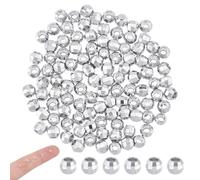 Hobbspring 100pcs Spacer Beads 925 Sterling Silver Plated Long-Lasting Beads 1mm Faceted Round Loose Jewelry Bead for DIY Bracelet Necklace Jewelry Making Supplies