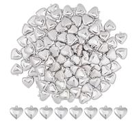 Hobbspring 100pcs Stainless Steel Heart Charms 3D Puffed Heart Charm Metal Polished Tiny Heart Love Charm for Jewelry Necklace Bracelets Earrings Making DIY Crafts