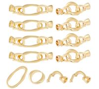 Hobbspring 10pcs Bracelet Extender Fold Over Clasps 2 Styles Oval Claps Connector with Foldable Clasps 18K Gold Plated Brass Connector Clasps for Jewelry Making Bracelet Necklaces Women DIY Craft