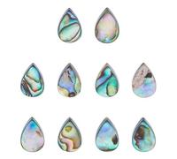 Hobbspring 10Pcs Natural Abalone Shell Beads Colorful Drop Shell Beads Teardrop Paua Shell Beads Green Abalone Beads Flat Loose Spacer Beads for Earring Necklace Bracelet Jewelry Making