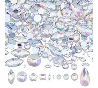 Hobbspring 1250Pcs AB Flatback Rhinestones Crystal Gems Horse Eye Crystal Rhinestones Acrylic Rhinestone Jewels Crafts for Making Clothes Dress Shoes Nail Wedding Accessories