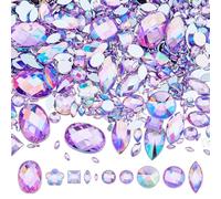 Hobbspring 1250Pcs AB Flatback Rhinestones Crystal Gems Orchid Horse Eye Crystal Rhinestones Acrylic Rhinestone Jewels Crafts for Making Shoes Clothes Dress Nail Wedding Accessories