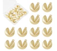 Hobbspring 12pcs Cookies Charms 18K Gold Plated Food Charm Brass Fortune Cookie Charms Golden Biscuit Charm for Jewelry Necklace Bracelets Earrings Making DIY Crafts