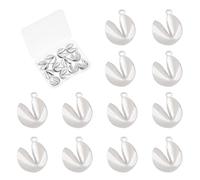 Hobbspring 12pcs Cookies Charms Brass Fortune Cookie Charms Real Platinum Plated Food Charm Platinum Biscuit Pendant for Jewelry Necklace Bracelets Earrings Making DIY Crafts