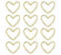 Hobbspring 12Pcs Heart Linking Rings 18K Gold Plated Connector Charms Brass Heart Jewelry Connectors Open Bezel Frame Connectors for Necklaces Bracelets Jewelry Dangle Earring Making