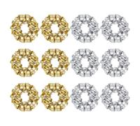 Hobbspring 12Pcs Polyester Scrunchy Hair Ties Plastic Paillette Mirror Disco Sequin Hair Scrunchies Elastics Glitter Silver&Gold Retro Ponytail Holders for Women Bachelorette