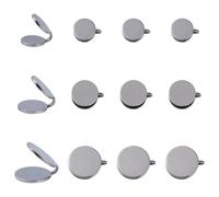 Hobbspring 12Pcs Pressure Earrings for Keloids 10/12/15mm Stainless Steel Color Non-pierced Earrings Round Compression Earring Adjustable Clip Earring for Women Men