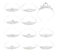 Hobbspring 12Pcs Princess Crystal Crown Headbands 12 Styles Sparkly Silver Bridal Tiara Headpieces Metal Glitter Rhinestone Wedding Tiara Headbands for Women Brides Birthday Party