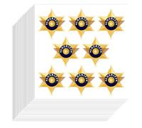 Hobbspring 160Pcs Pentagram Sheriff Badge Stickers Self-Adhesive Paper Decorative Stickers Yellow Police Badge Decals for Christmas Party Decoration Scrapbooking Envelops Water Bottles 8pcs/Sheet
