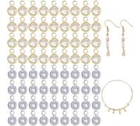 Hobbspring 160Pcs Rhinestone Link Charms 2 Colors Flat Round Crystal Rhinestone Charms Mini Cubic Zirconia Charm for Necklace Earrings Bracelets Jewelry Making DIY Crafts