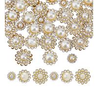 Hobbspring 160Pcs Sew on Pearls Rhinestones Flower Claw Pearls Metal Base Glass Gold Flatback Base Shiny Crystals Rhinestones for Crafting Clothes Shoes Hats Jewelry Sewing