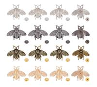 Hobbspring 16Pcs 4 Colors Alloy Decorative Buckle Bee Rivet Button Retro Conchos Button Bee Metal Buckles Bag Decorative Clasps Animal Carving Buckle with Screws Back for DIY Craft Leather Purse