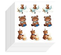 Hobbspring 180Pcs Little Bear Stickers Self-Adhesive Paper Decorative Stickers Waterproof Animal Planner Decals for Scrapbook Calendar Journals Crafting Party Gift Bag Decor