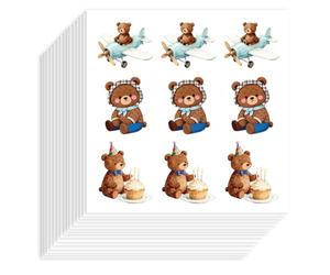 Hobbspring 180Pcs Little Bear Stickers Self-Adhesive Paper Decorative Stickers Waterproof Animal Planner Decals for Scrapbook Calendar Journals Crafting Party Gift Bag Decor