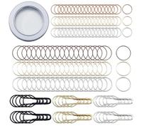 Hobbspring 180Pcs Metal Stitch Markers Kit with Rings and Pins for Knitting Crochet Locking 12mm and 8mm Brass Linking Rings 21.5mm Brooch Findings for Craft DIY Projects