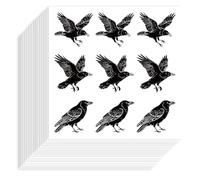 Hobbspring 180Pcs Raven Stickers 90x90mm Self-Adhesive Paper Decorative Stickers Waterproof Halloween Crow Planner Decals for Gift Scrapbook Calendar Journals Crafting Decor