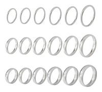 Hobbspring 18Pcs Round Blank Ring 17-21mm Stainless Steel Grooved Finger Rings 2/4/6mm Wide Grooved Core Blank Ring for Resin Inlay Handmade Rings Jewelry Making