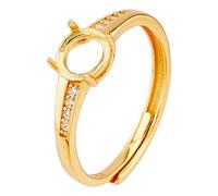 Hobbspring 1pc 925 Sterling Silver Adjustable CZ Ring Base Blank 4 Claw Prong Ring Settings Golden Finger Rings Components for DIY Rings Findings Jewelry Making