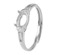 Hobbspring 1pc 925 Sterling Silver Bezel Ring Blank 4 Claw Adjustable Cabochon Ring Mounting Settings 6.5x5mm Platinum Plated Oval Cabochon Prong Ring for Women DIY Ring Findings Jewelry Making