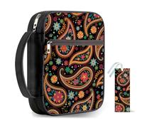 Hobbspring 1pc Bible Covers 30.5x22cm Retro Floral Carrying Book Case Paisley Pattern Church Bag Bible Protective with Handle and Zippered Pocket for Men Women Carrying Accessorie