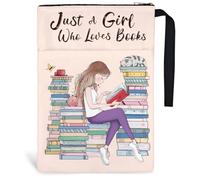 Hobbspring 1pc Book Covers for Paperbacks 34x24cm Reading Girl Books Sleeve Book Protectors with Zipper and Front Pocket Bookish Gifts for Students Teachers and Book Lovers