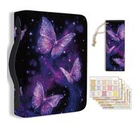 Hobbspring 1pc Butterfly Large Bible Cover 20.3x28.5x5.9cm PU Leather Bible Case with Bookmark Purple Butterfly Dreamy Bible Carrying Case for Women Men Christian Bible Note Books Carrying Accessories