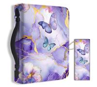 Hobbspring 1pc Butterfly Large Bible Covers 20.3x28.5x5.9cm PU Leather Bible Case with Bookmark Purple Marble Texture Bible Carrying Case for Women Men Christian Bible Note Books Carrying Accessories