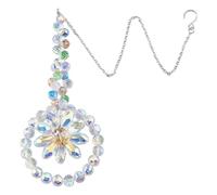 Hobbspring 1Pc Crystal Flower Suncatcher Window Hanging Sun Catcher Ornament Rainbow Maker Indoor Outdoor Garden Patio Decor Gifts for Home Garden Porch Windowsill Bedroom Decoration