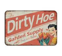 Hobbspring 1pc Dirty Hoe Garden Supply Sign 30x20cm Vintage Metal Tin Sign Funny Garden Decor with 4 Pre-Drilled Holes for Bar Coffee Home Garage Wall Decor