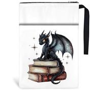 Hobbspring 1pc Dragon Book Covers 34cm(13.4inch) x24cm(9.45inch) Polyester Books Sleeve Book Protectors with Zipper and Front Pocket Birthday Gift For Students Teachers and Reading Lovers