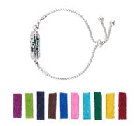 Hobbspring 1Pc Essential Oil Diffuser Bracelets Flower Stainless Steel Aromatherapy Bracelets 23cm Long Adjustable Slider Diffuser Bracelet with 10pcs Refill Pads for Women