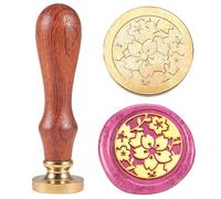 Hobbspring 1pc Flower Vintage Wax Seal Stamp Cherry Blossom Sealing Wax Stamp 25mm Removable Brass Stamp Head with Wooden Handle for Envelopes Invitations Wedding Bottle Decora Back to School