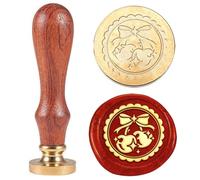 Hobbspring 1pc Fruit Vintage Wax Seal Stamp Cherry Sealing Wax Stamp 25mm Removable Brass Stamp Head with Wooden Handle for Envelopes Invitations Wedding Embellishment Bottle Decoration