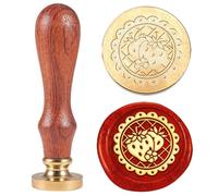 Hobbspring 1pc Fruit Vintage Wax Seal Stamp Strawberry Sealing Wax Stamp 25mm Removable Brass Stamp Head with Wooden Handle for Envelopes Invitations Wedding Embellishment Bottle Decor