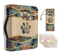 Hobbspring 1pc Large Bible Cover 20.3x28.5x5.9cm PU Leather Bible Case with Bookmark Mandala Paw Prints Bible Carrying Case for Women Men Christian Bible Note Books Carrying