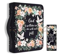 Hobbspring 1pc Large Bible Cover 20.3x28.5x5.9cm PU Leather Bible Case with Bookmark Pigeon Flower Bible Carrying Case for Women Men Christian Bible Note Books Carrying Accessories