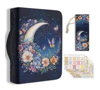 Hobbspring 1pc Large Bible Cover 20.3x28.5x5.9cm PU Leather Bible Case with Bookmark Starry Moon Floral Bible Carrying Case for Women Men Christian Bible Note Books Carrying