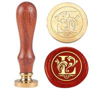 Hobbspring 1pc Medieval Traditional Letter L Wax Seal Stamp Initial Alphabet Sealing Wax Stamp 25mm Removable Brass Stamp Head with Wooden Handle for Envelope Card Gift Decoration Back to School
