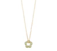 Hobbspring 1pc Natural Jade Gemstone Necklace Dainty Green Jade Floral Pendant Star Donut Flower Jade Necklace with Adjustable 50cm Golden Iron Chain for Women Ladies