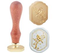 Hobbspring 1pc Orientalism Wax Seal Stamps 3D Frame View Bird Sealing Wax Stamp 23.5x23.2mm Removable Brass Stamp Head with Wood Handle for Envelopes Invitations Wedding Embellishment Decor