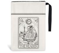 Hobbspring 1pc Paperbacks Book Covers 13.4x9.45 inch The Reader Tarot Card Book Sleeve with Zipper and Front Pocket Bookish Books Protectors for Students Teachers Back to School
