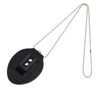 Hobbspring 1pc Police Badge Holder Oval Security Badge Holder with Rivets and Iron Chain Universal Cowhide Leather Belt Clip for Law Sheriff Enforcement Officer